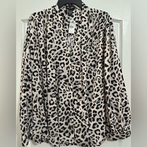 Express Black and Cream Leopard Print Blouse